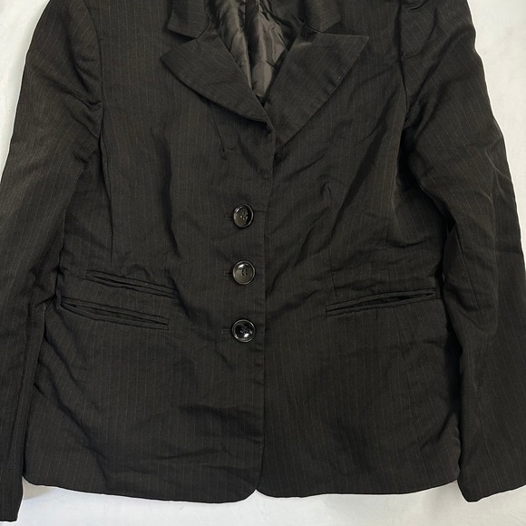 Evan Picone Black Pinstripe Blazer Jacket Women's Career Business size 12 - Picture 2 of 6